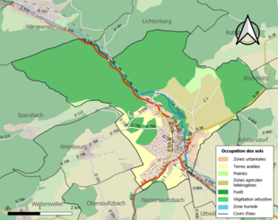 Carte des infrastructures et de l'occupation des sols de la commune en 2018 (CLC).