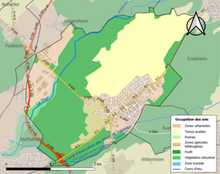 Carte en couleurs présentant l'occupation des sols.