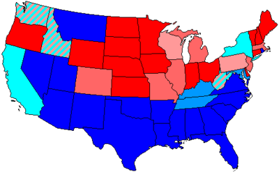 House seats by party holding plurality in state
.mw-parser-output .legend{page-break-inside:avoid;break-inside:avoid-column}.mw-parser-output .legend-color{display:inline-block;min-width:1.25em;height:1.25em;line-height:1.25;margin:1px 0;text-align:center;border:1px solid black;background-color:transparent;color:black}.mw-parser-output .legend-text{}
80+% to 100% Democratic
80+% to 100% Republican
60+% to 80% Democratic
60+% to 80% Republican
up to 60% Democratic
up to 60% Republican 78 us house membership.png