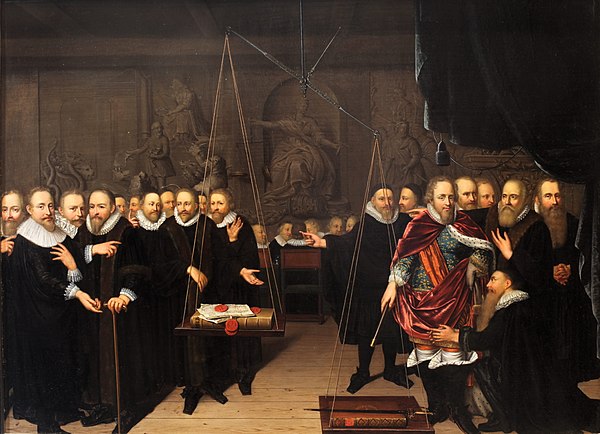 Allegory of the theological dispute between the Arminianists and their opponents by Abraham van der Eyk (1721), allegorically represents what many Arm