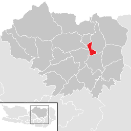 Kommunens läge i distriktet Sankt Veit an der Glan