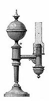 Lampe d'Argand, avec réservoir en hauteur et bec d'Argand.