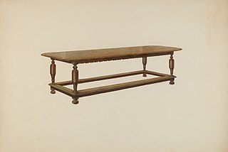 <span class="mw-page-title-main">Refectory table</span> Elongated rectangular table with four legs connected by stretchers