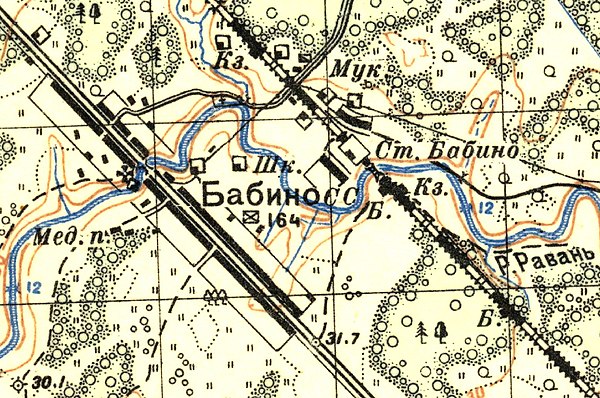 План деревни Бабино. 1937 год