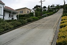 Baldwin Street in North East Valley is the world's steepest residential street Baldwin Street High Resolution Upwards Look.jpg