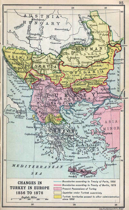 Borders in the Balkan peninsula after the Treaty of Berlin (1878)