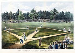 Early baseball game played at Elysian Fields Baseball1866.JPG