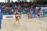 Deutsch: Beachhandball Europameisterschaften 2019 (Beach handball Euro); Tag 6: 7. Juli 2019 – Frauenfinale, Dänemark-Ungarn 2:0 (18:12, 23:22) English: Beach handball Euro; Day 6: 7 July 2019 – Women's Final – Denmark-Hungary 2:0 (18:12, 23:22)