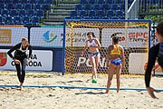 Deutsch: Beachhandball Europameisterschaften 2019 (Beach handball Euro); Tag 3: 4. Juli 2019 – Frauen, Hauptrunde Gruppe II, Deutschland-Spanien 1:2 (18:24, 24:14, 8:9) English: Beach handball Euro; Day 3: 4 July 2019 – Women Main Round Group II – Germany-Spain 1:2 (18:24, 24:14, 8:9)