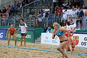 Deutsch: Beachhandball Europameisterschaften 2019 (Beach handball Euro); Tag 5: 6. Juli 2019 – Frauen, Halbfinale, Kroatien-Dänemark 1:2 (12:19, 17:10, 4:7) English: Beach handball Euro; Day 5: 6 July 2019 – Semifinal Men – Croatia-Denmark 1:2 (12:19, 17:10, 4:7)