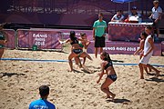 Deutsch: Beachhandball bei den Olympischen Jugendspielen 2018; Tag 4, 10. Oktober 2018; Mädchen, Vorrunde, Gruppe A - Ungarn-Chinese Taipei (Taiwan) 2:0 English: Beach handball at the 2018 Summer Youth Olympics at 10 October 2018 – Girls Preliminary Round Group A‎ – Hungary-Chinese Taipei 2:0