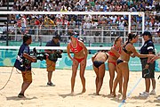 Deutsch: Beachvolleyball bei den Olympischen Jugendspielen 2018; Tag 11, 17. Oktober 2018; Mädchen, Finale – Italien (Claudia Scampoli & Nicol Bertozzi)- Russland (Maria Woronina & Maria Botscharow) 0:2 (19–21/19–21) English: Beach volleyball at the 2018 Summer Youth Olympics at 17 October 2018 – Girls Final – Italy (Claudia Scampoli & Nicol Bertozzi) - Russia (Maria Voronina & Maria Bocharova) 0:2 (19–21/19–21)