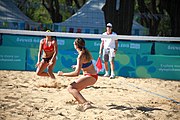 Deutsch: Beachvolleyball bei den Olympischen Jugendspielen 2018; Tag 8, 14. Oktober 2018; Mädchen, Achtelfinale – Bolivien-Puerto Rico 0:2 (18–21/18–21 ) English: Beach volleyball at the 2018 Summer Youth Olympics at 14 October 2018 – Girls Round of 16 – Bolivia-Puerto Rico 0:2 (18–21/18–21 )