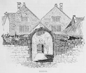 Bindon manor house, drawing by Roscoe Gibbs, 1888 BindonAxmouthDevon ByRoscoeGibbs 1888.png