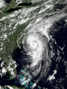 Hurricane Bob off the coast of North Carolina on August 18 Bob 1991-08-18 2000Z.png