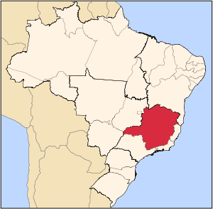 Мапа Бразилії з позначеним штатом Мінас-Жерайс