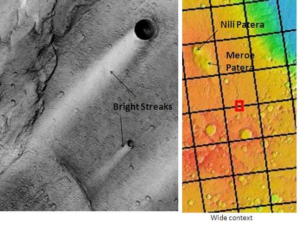 Bright Streaks in Syrtis Major caused by the wind, as seen by THEMIS.