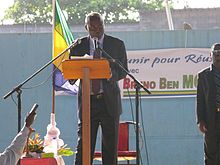 Moubamba declared his presidential candidacy on 25 July 2009 Bruno Ben Moubamba, July 2009-4.jpg