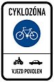 IZ 9a Zóna pro cyklisty (varianta s povoleným vjezdem jiných vozidel)