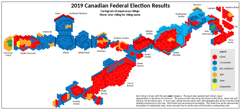Canadian Federal Election Cartogram 2019.svg