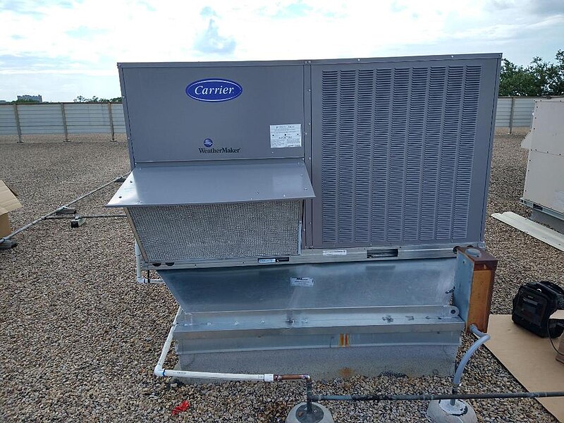 File:Carrier air conditioner unit installed in Dallas TX.jpg