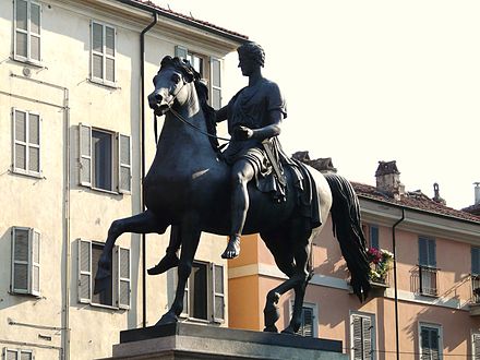 Equestrian statue of Charles Albert at Casale Monferrato.