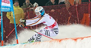 Christina Geiger during FIS Alpine Skiing World Cup competitions in Hammarbybacken in Stockholm, Sweden in February 2018
