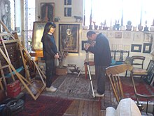 Photographer Matthew R Lewis taking a portrait of Clare Shenstone in her studio Clare Shenstone and Matthew R Lewis.jpg