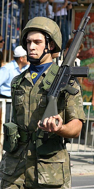National Guard soldier with the G3A3 rifle Cypriot National Guard Camouflage
