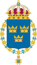 Escudo de Armas Menores con el collar de la Orden de los Serafines.