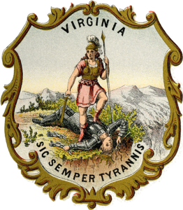 Virginia state historical coat of arms from 1876