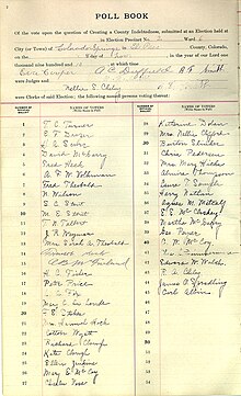 Colorado Springs poll book, November 8, 1910 Colorado Springs poll book, November 8, 1910.jpg