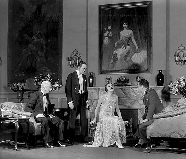 Stephens (right) opposite Katharine Cornell in the 1930 Broadway production of Dishonored Lady