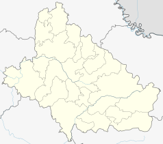 Mapa konturowa żupanii bielowarsko-bilogorskiej, po lewej znajduje się punkt z opisem „Komuševac”