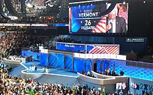 Vermont participates in the roll call vote at the 2016 Democratic National Convention DNC 2016 - Bernie Sanders (cropped).jpeg