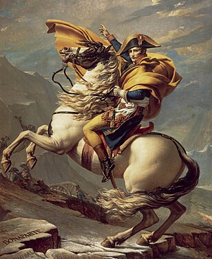 Napoleon Bonaparte am Großen Sankt Bernhard, Öl auf Leinwand von Jacques-Louis David, 1800, Schloss Malmaison, Rueil-Malmaison bei Paris