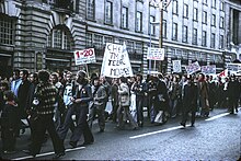 1975 demonstration in London against continued legal inequality Demonstration in support of LGBT in London, December 1975 02(js).jpg