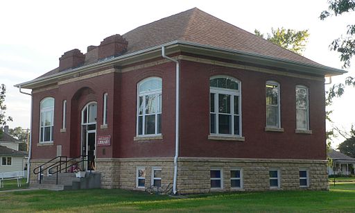 Downs, Kansas Carnegie library from NE 1