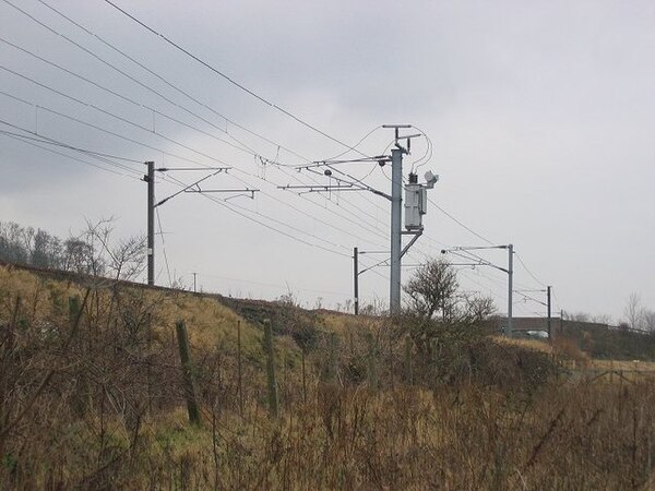 The East Coast Main Line in the United Kingdom is electrified using 25 kV 50 Hz overhead lines