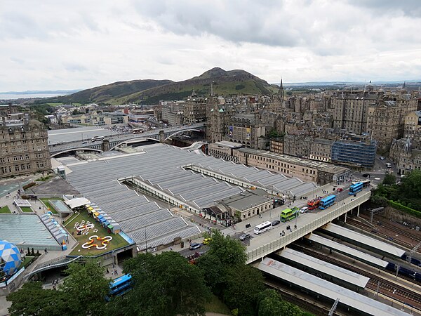 View of the station from the Scott Monument in 2015