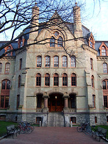 Claudia Cohen Hall, formerly Logan Hall, home of the College of Arts and Sciences and former home of the Wharton School and originally, the medical school Entrance to Logan Hall.jpg