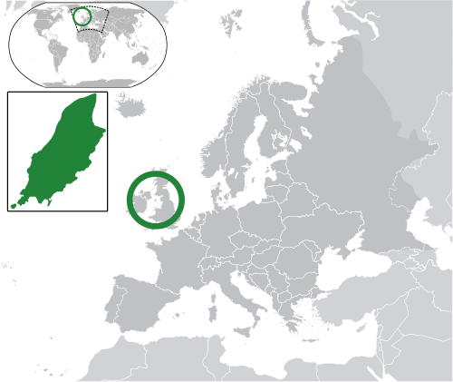 Location of the Isle of Man in Europe