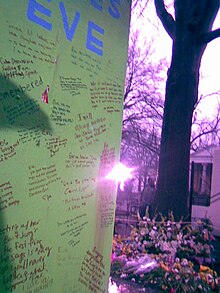 Temporary memorial on Polk Place Eve Carson Memorial.jpg