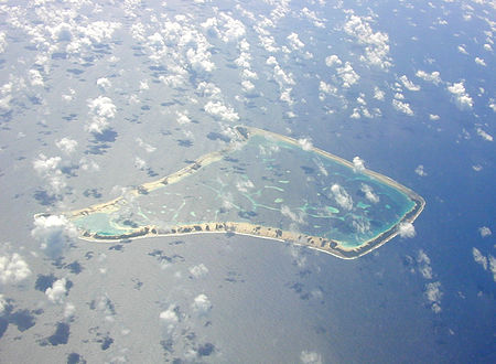 The atoll of Fakaofo: rugby is popular in the islands, but is hindered by geographical factors, such as distance, and lack of space. Fakaofo Atoll.jpg