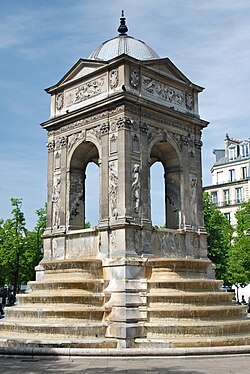 The Fontaine des Innocents (1549), the oldest existing fountain in Paris Fontaine des Innocents, 2011.JPG