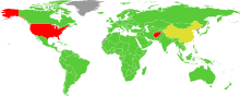 Ratifications of the ILO's 1930 Forced Labour Convention, with non-ratifiers shown in red Forced Labour Convention map.svg