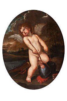 Putto Alato spezza gli strumenti di Minerva,
olio su tela cm 114 x 86
collezione privata