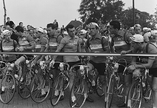 Riders at the start of stage one of the 1954 Tour de France