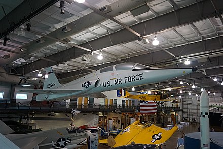 A T-38 Talon on display at the Frontiers of Flight Museum