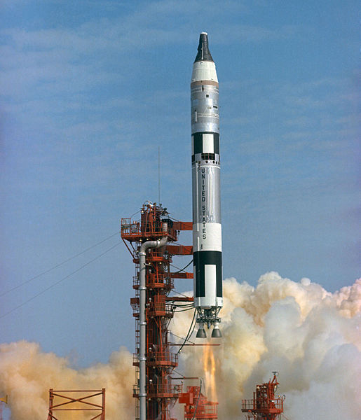 Launch of the first crewed Gemini flight